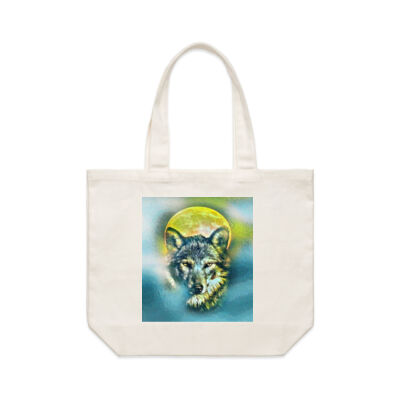 wolf yellow moon - AS Colour - Shoulder Tote Thumbnail